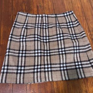 Pink Lily Tan and Black A-Line Mini Skirt